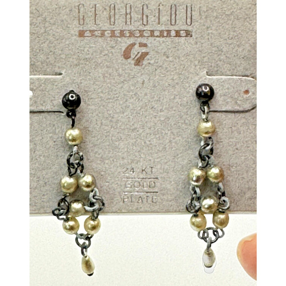 Beautiful Vintage Goldtone Georgiou Etruscan 24 KT GP Chandelier Earrings NEW - Picture 4 of 6